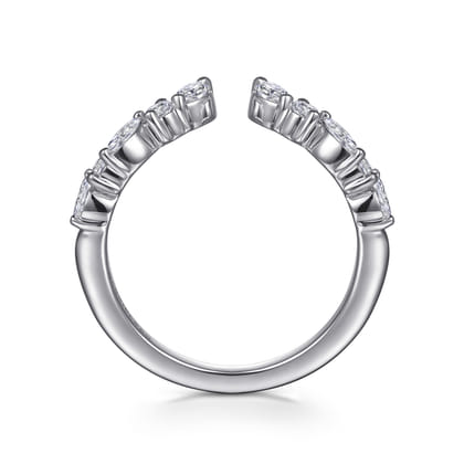 14K White Gold Prong Marquise and Round Open Diamond Anniversary Band