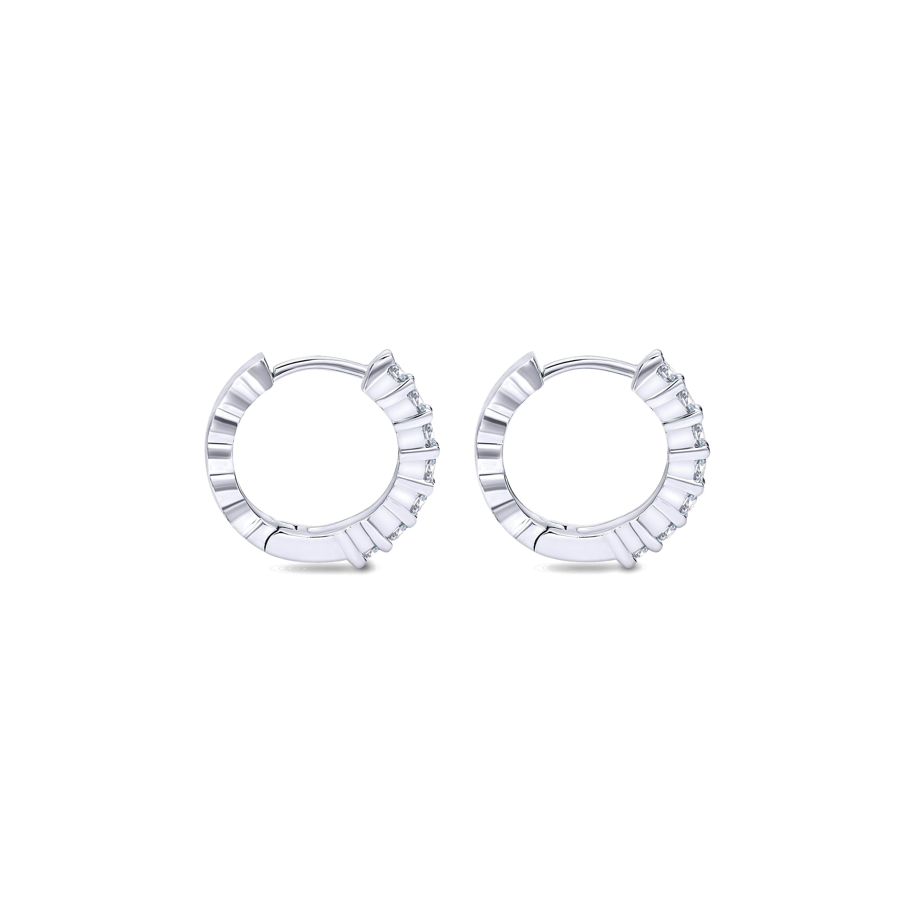 14K White Gold Prong Set 10mm Round Classic Diamond Hoop Earrings - 0.5 ct - Shot 2