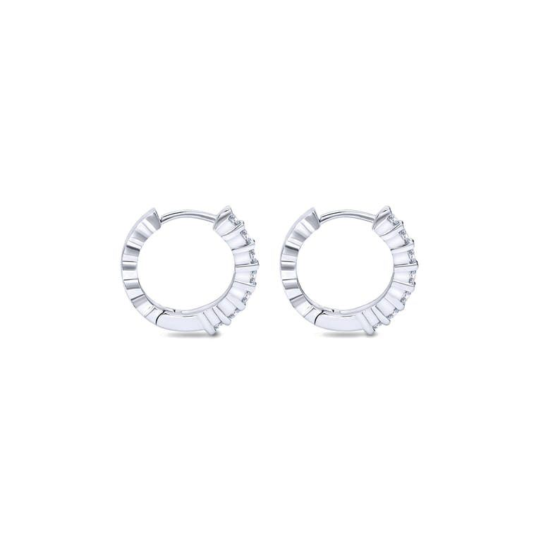 14K White Gold Prong Set 10mm Round Classic Diamond Hoop Earrings - 0.5 ct - Shot 2