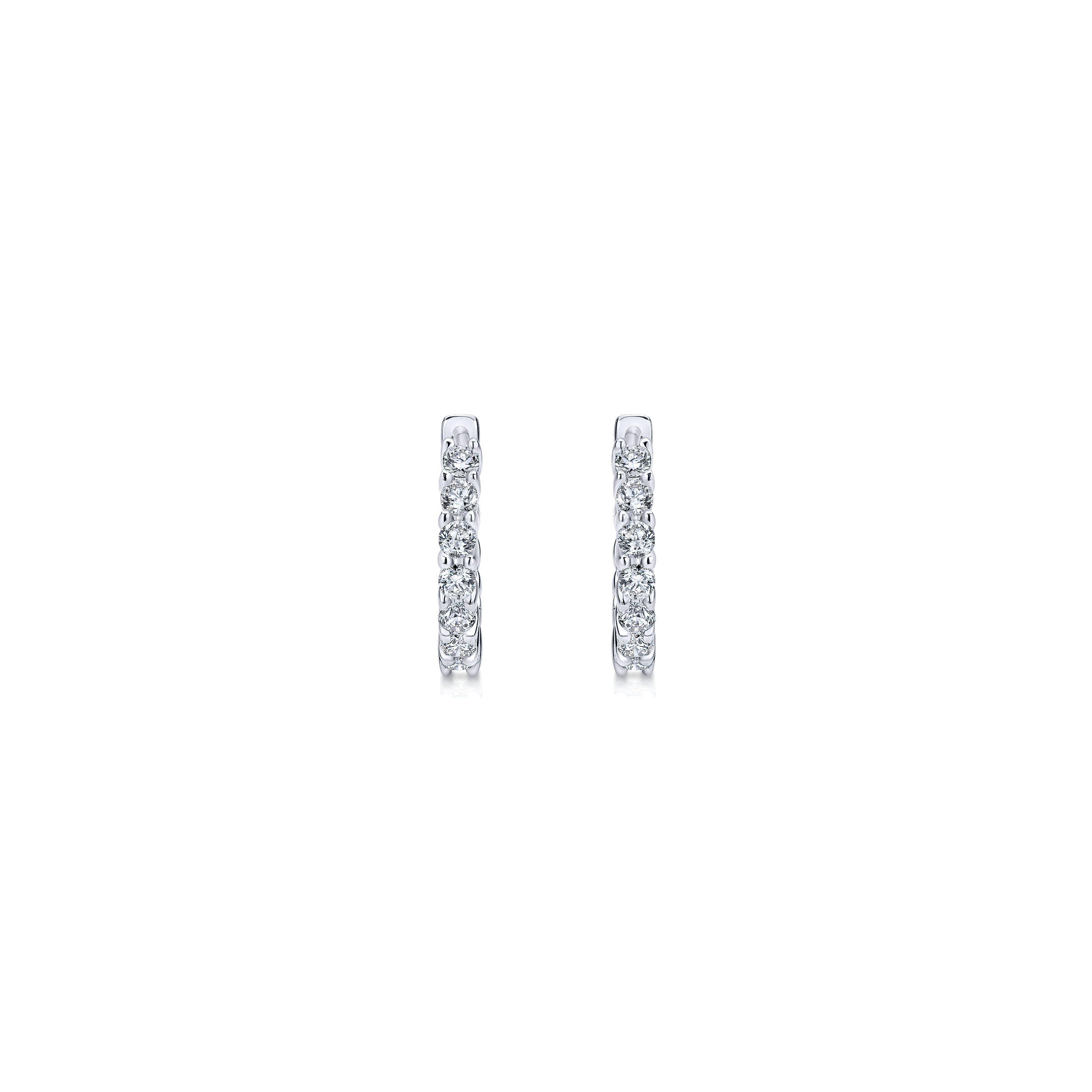 14K White Gold Prong Set 10mm Round Classic Diamond Hoop Earrings - 0.5 ct - Shot 3