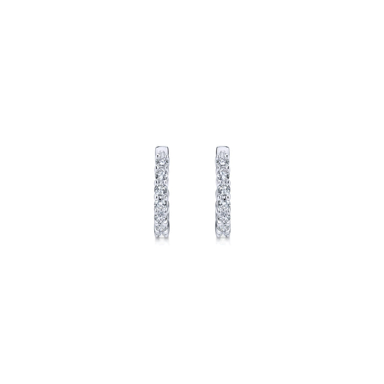 14K White Gold Prong Set 10mm Round Classic Diamond Hoop Earrings - 0.5 ct - Shot 3