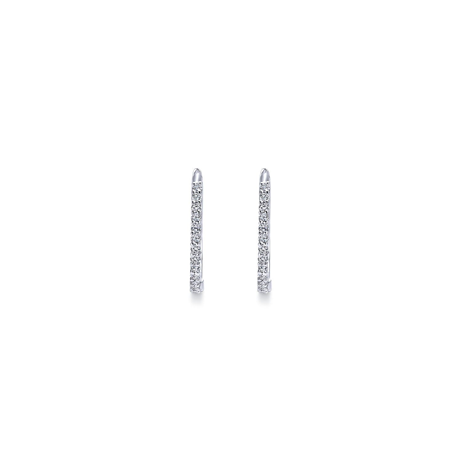 14K White Gold Prong Set 15mm Round Classic Diamond Hoop Earrings - 0.26 ct - Shot 3