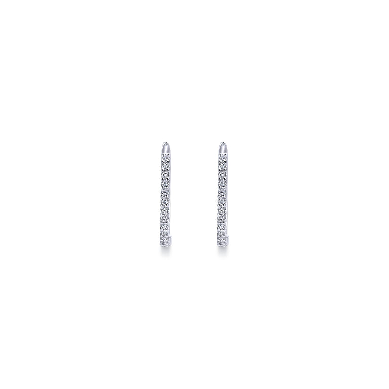 14K White Gold Prong Set 15mm Round Classic Diamond Hoop Earrings - 0.26 ct - Shot 3