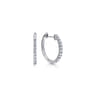 14K White Gold Prong Set 15mm Round Classic Diamond Hoop Earrings - 0.5 ct