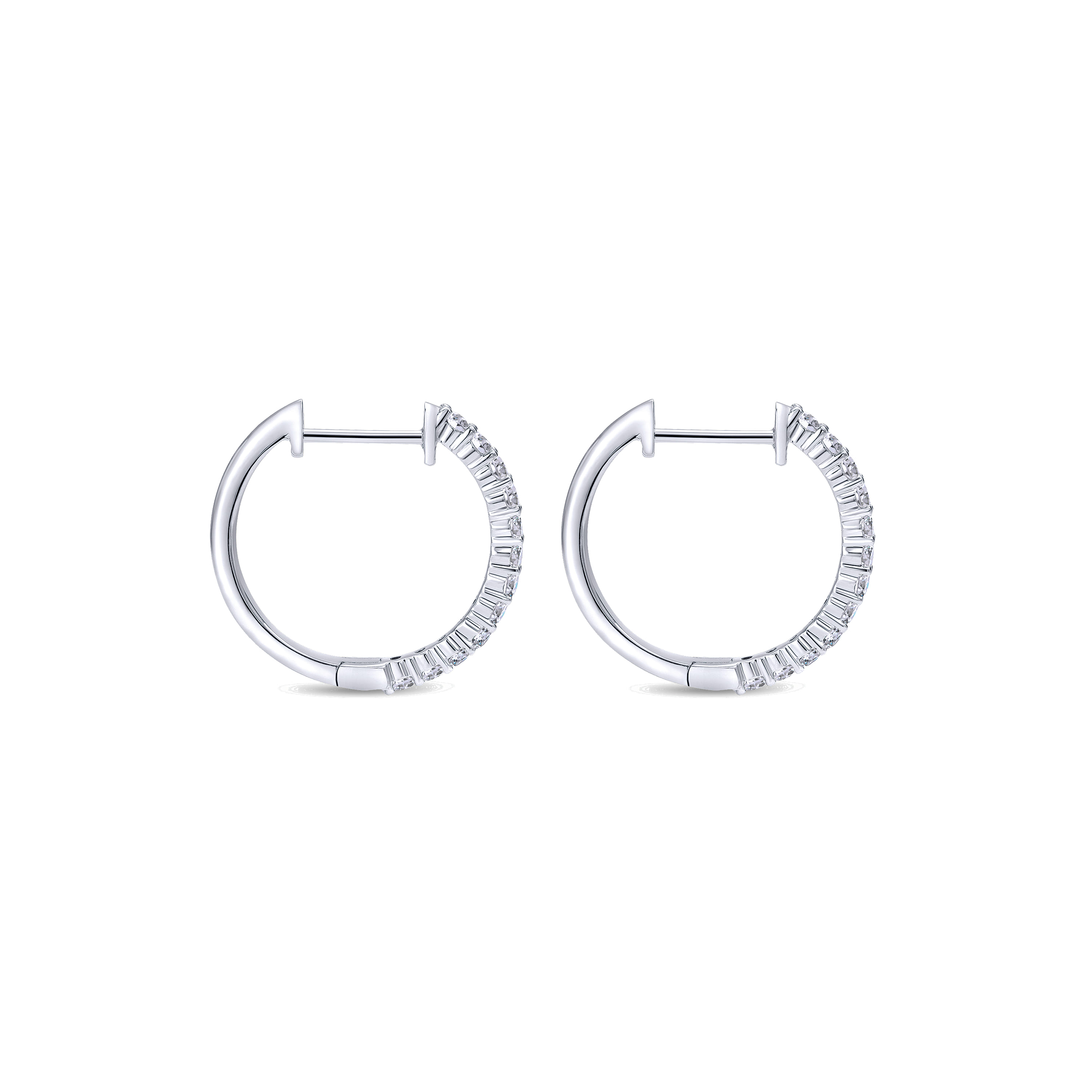14K White Gold Prong Set 15mm Round Classic Diamond Hoop Earrings - 0.5 ct - Shot 2