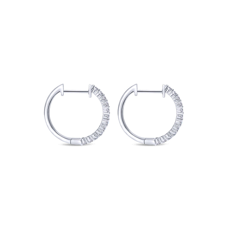 14K White Gold Prong Set 15mm Round Classic Diamond Hoop Earrings - 0.5 ct - Shot 2