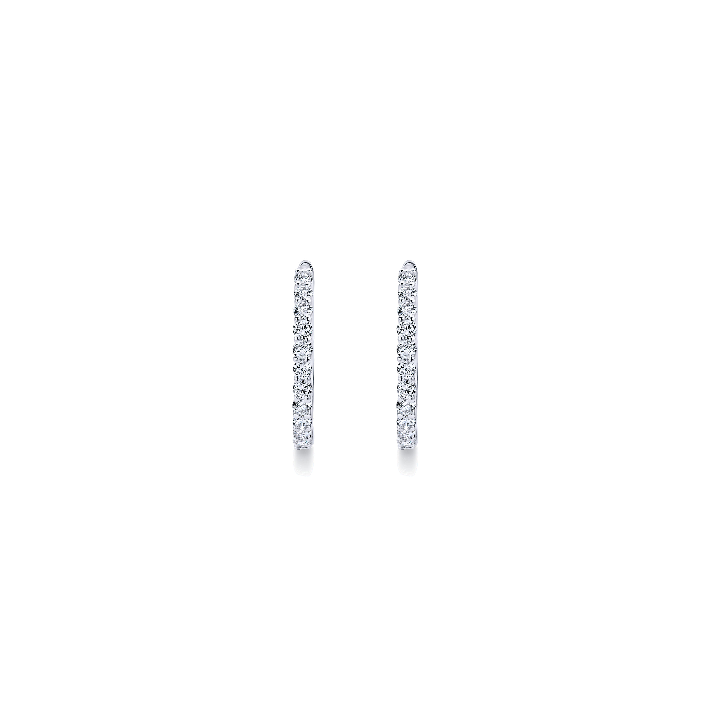 14K White Gold Prong Set 15mm Round Classic Diamond Hoop Earrings - 0.5 ct - Shot 3