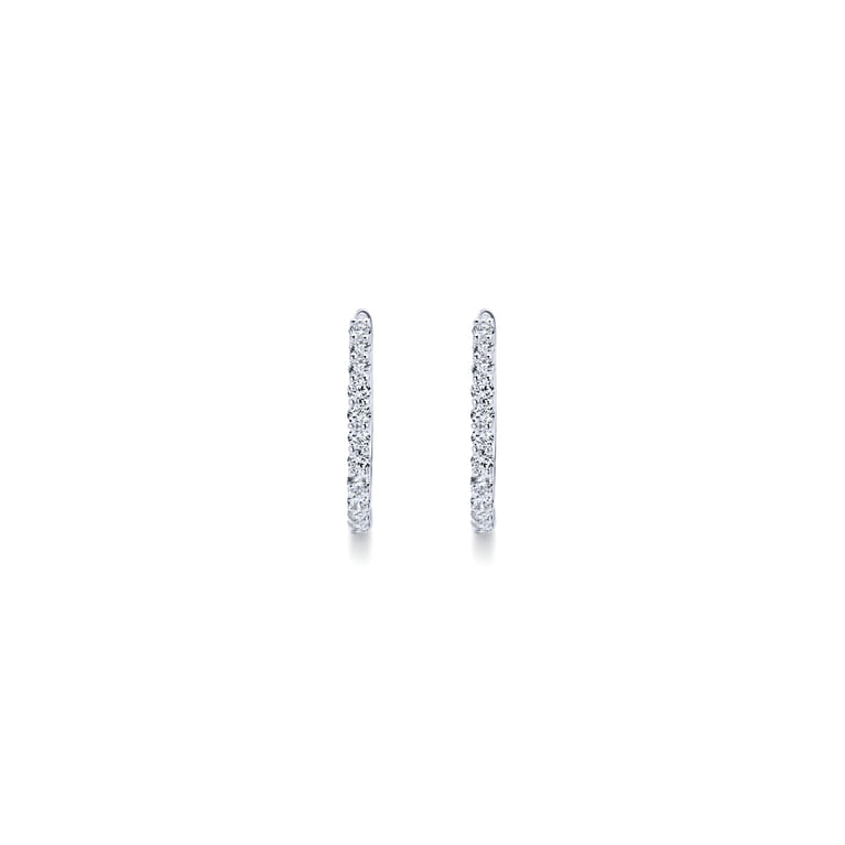 14K White Gold Prong Set 15mm Round Classic Diamond Hoop Earrings - 0.5 ct - Shot 3