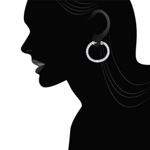 14K White Gold Prong Set 20mm Round Inside Out Diamond Hoop Earrings