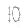 14K White Gold Prong Set 30mm Round Classic Diamond Hoop Earring - 0.5 ct