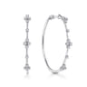 14K White Gold Prong Set 40mm Round Classic Diamond Hoop Earrings - 0.5 ct
