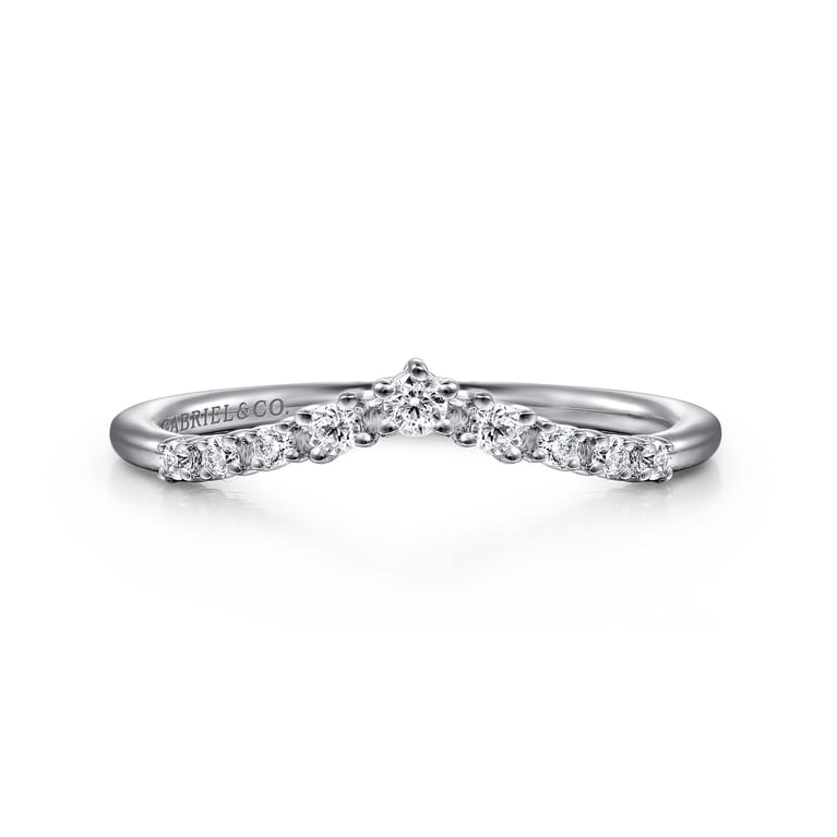 Curved Wedding Ring in 14k White Gold with  Natural Diamond at Gabriel & Co. - Shot 1