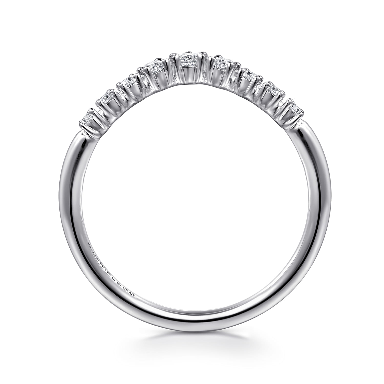 Curved Wedding Ring in 14k White Gold with  Natural Diamond at Gabriel & Co. - Shot 2