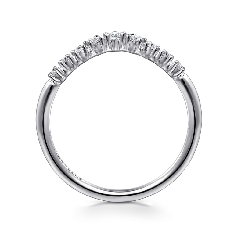 Curved Wedding Ring in 14k White Gold with  Natural Diamond at Gabriel & Co. - Shot 2