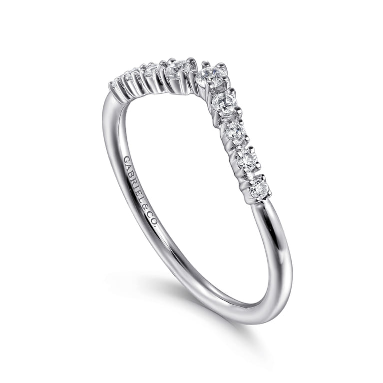 Curved Wedding Ring in 14k White Gold with  Natural Diamond at Gabriel & Co. - Shot 3