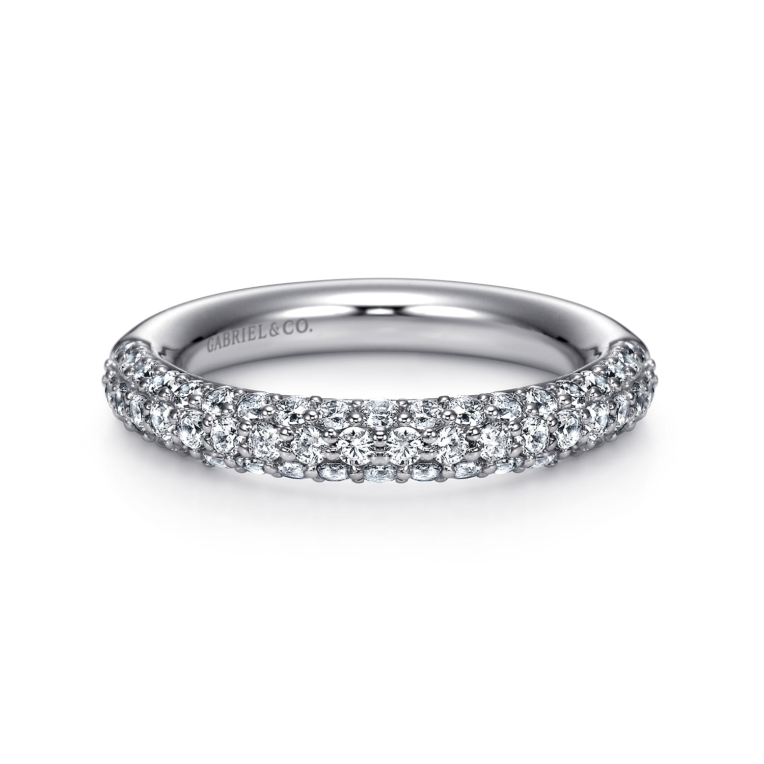 Fancy Wedding Ring in 14k White Gold with Round Natural Diamond at Gabriel & Co. - Shot 1