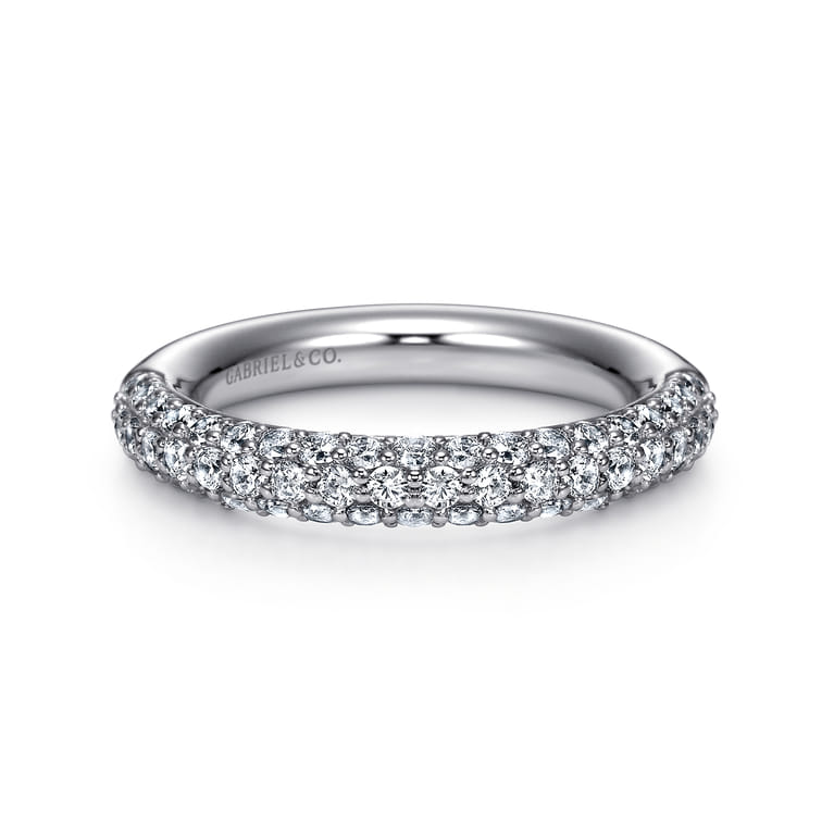 Fancy Wedding Ring in 14k White Gold with Round Natural Diamond at Gabriel & Co. - Shot 1