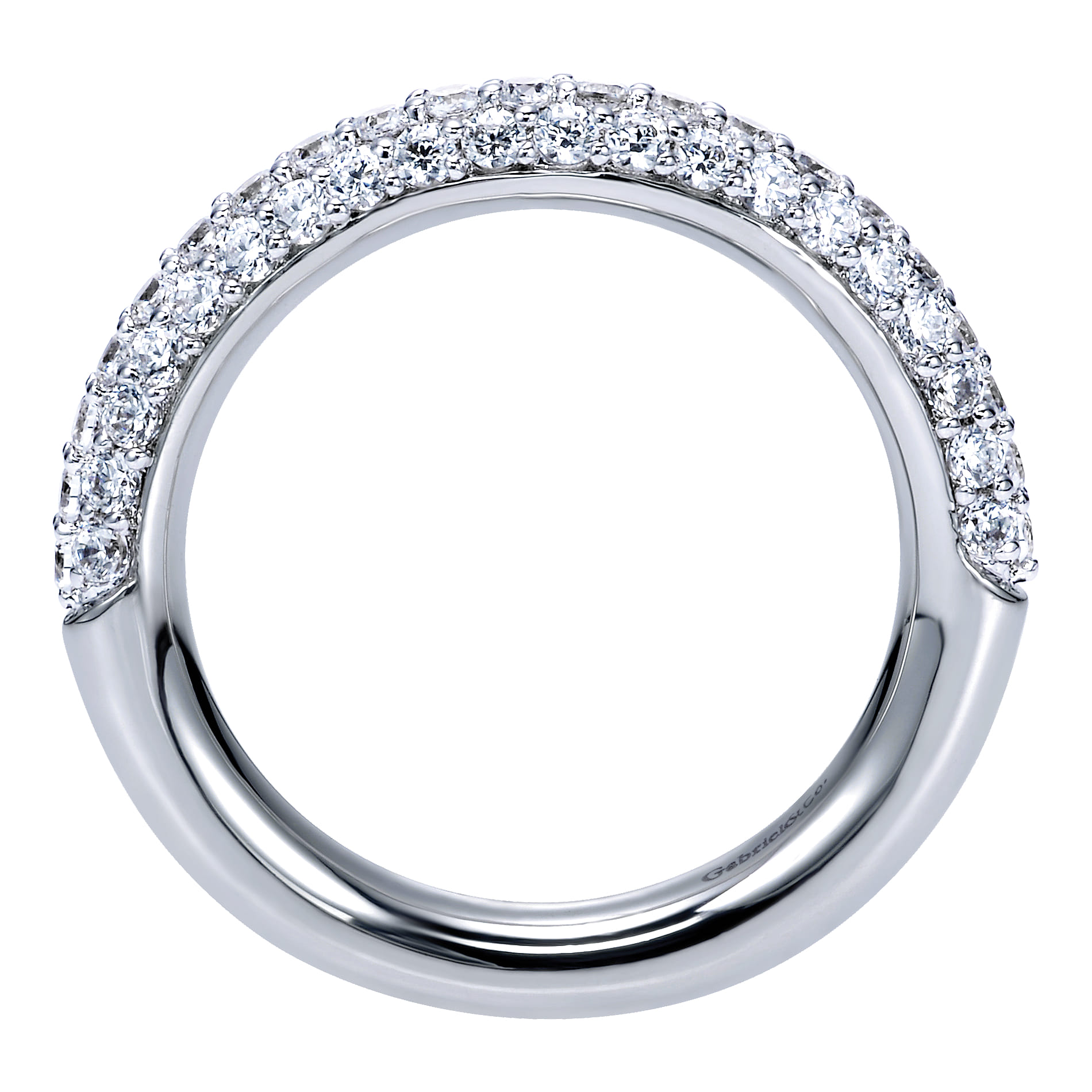 Fancy Wedding Ring in 14k White Gold with Round Natural Diamond at Gabriel & Co. - Shot 2