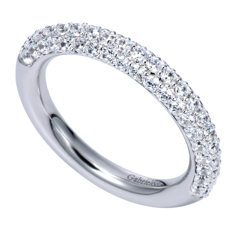 Fancy Wedding Ring in 14k White Gold with Round Natural Diamond at Gabriel & Co. - Shot 3