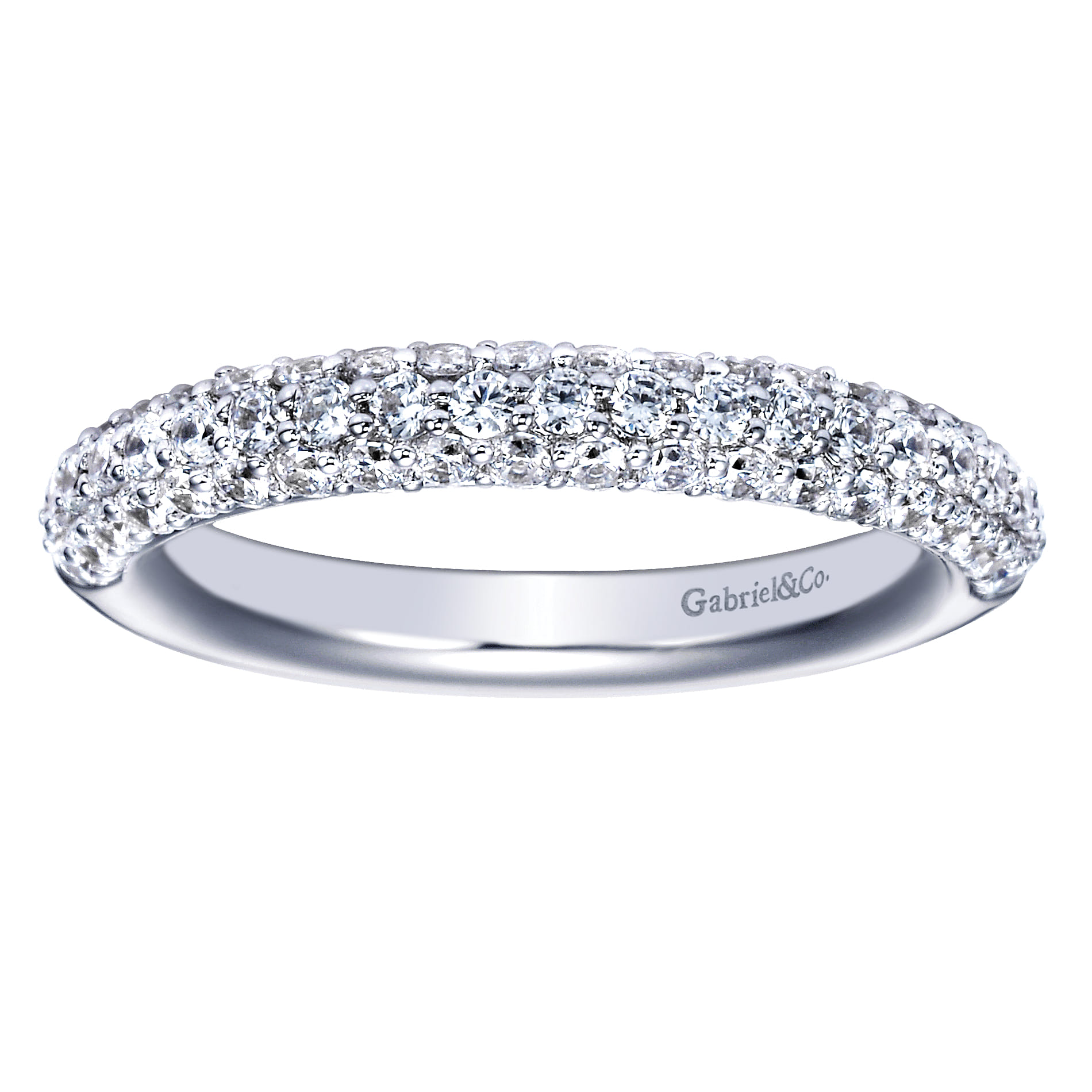 Fancy Wedding Ring in 14k White Gold with Round Natural Diamond at Gabriel & Co. - Shot 4