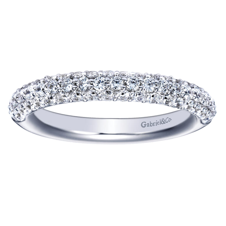 Fancy Wedding Ring in 14k White Gold with Round Natural Diamond at Gabriel & Co. - Shot 4