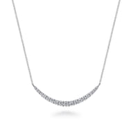 14K White Gold Prong Set Diamond Bar Necklace