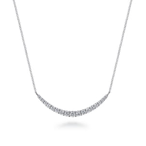 14K White Gold Prong Set Diamond Bar Necklace