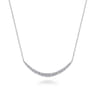 14K White Gold Prong Set Diamond Bar Necklace - 1.05 ct