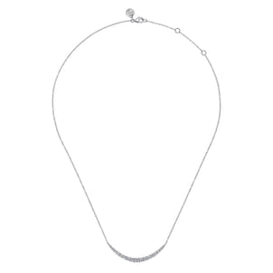 14K White Gold Prong Set Diamond Bar Necklace