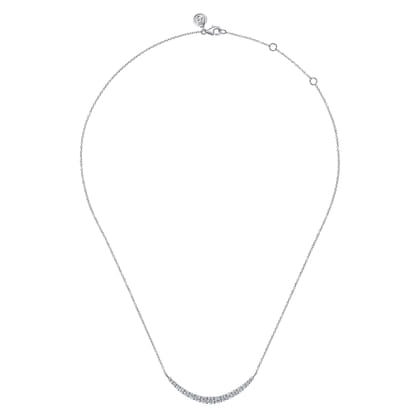 14K White Gold Prong Set Diamond Bar Necklace