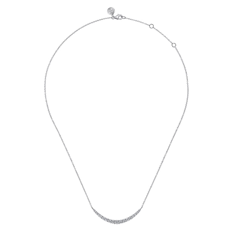 14K White Gold Prong Set Diamond Bar Necklace - 1.05 ct - Shot 2