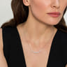 14K White Gold Prong Set Diamond Bar Necklace - 1.05 ct