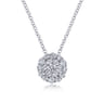 14K White Gold Prong Set Diamond Cluster Pendant Necklace - 0.5 ct