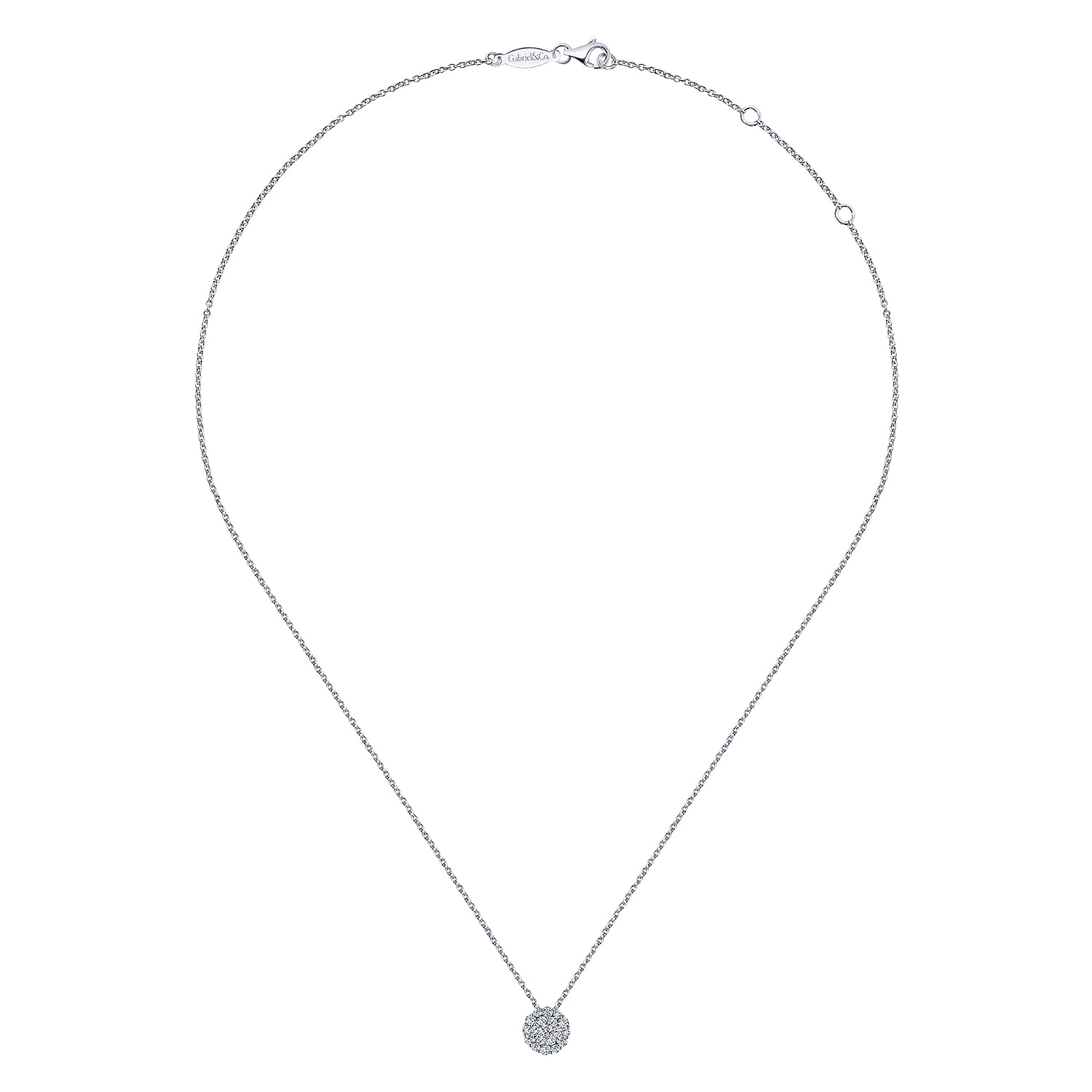 14K White Gold Prong Set Diamond Cluster Pendant Necklace - 0.5 ct - Shot 2