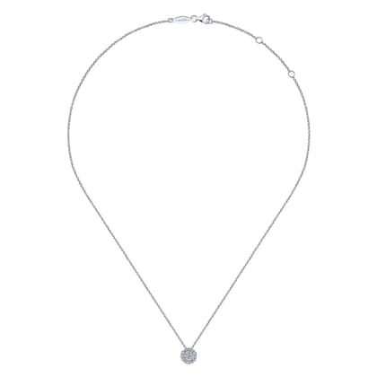 14K White Gold Prong Set Diamond Cluster Pendant Necklace