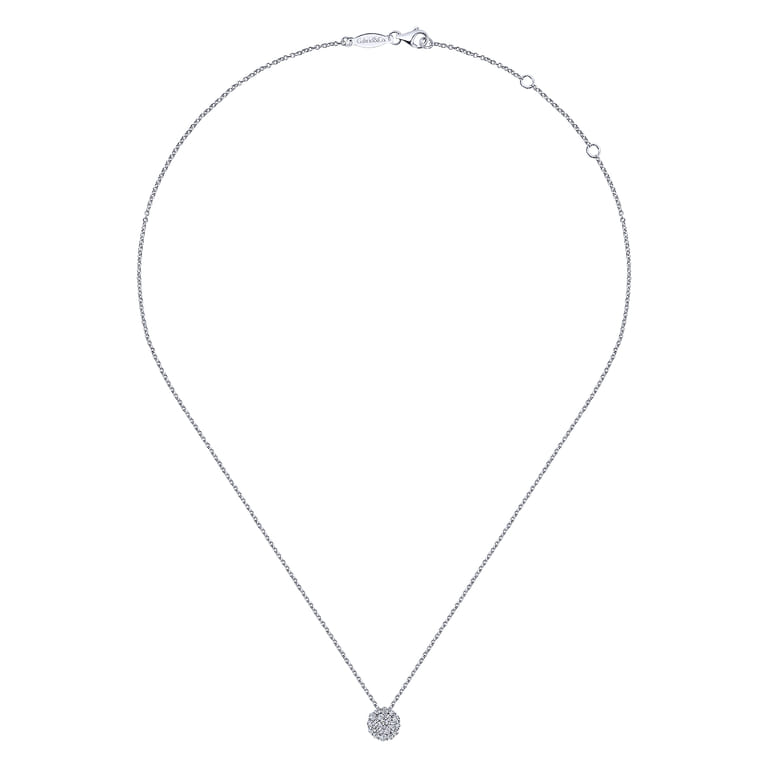 14K White Gold Prong Set Diamond Cluster Pendant Necklace - 0.5 ct - Shot 2
