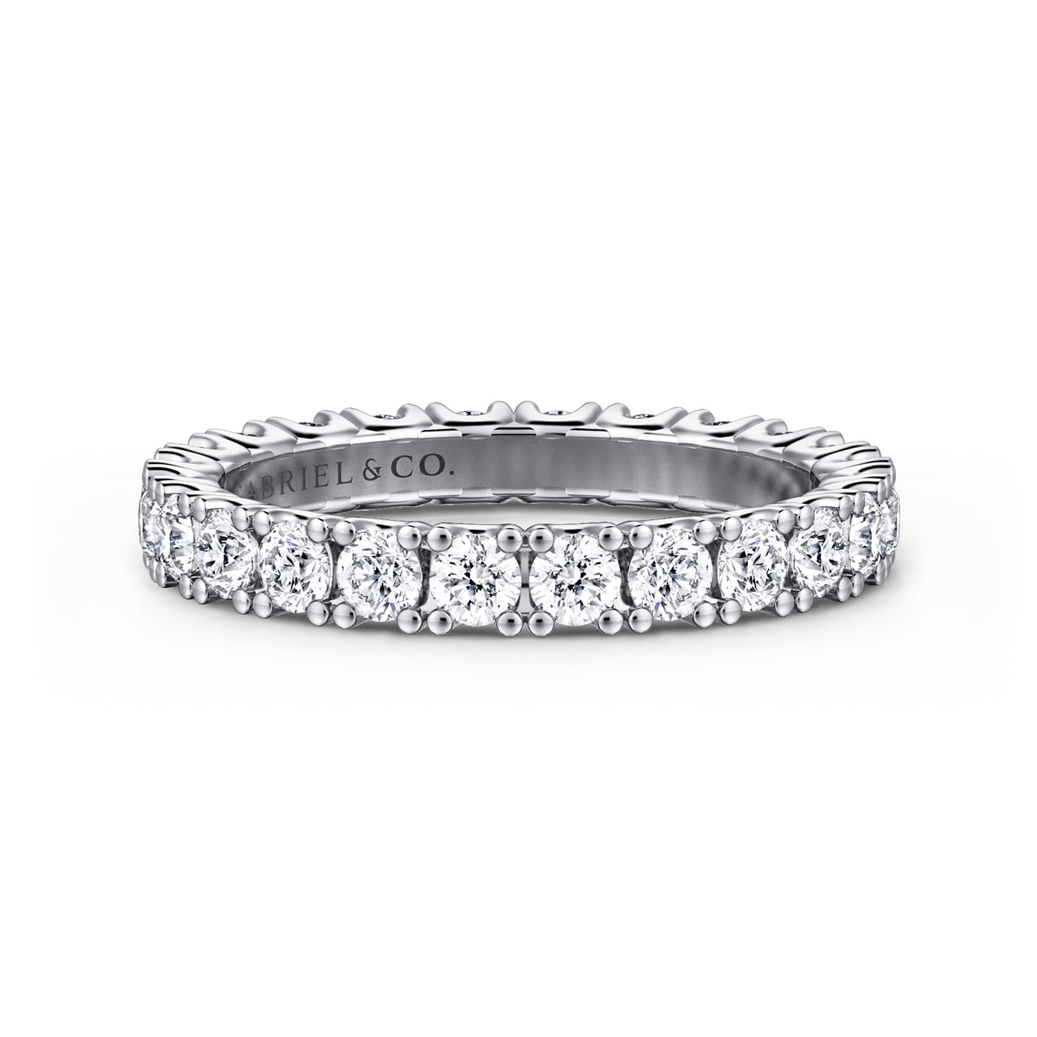 Eternity Band Wedding Ring in 14k White Gold with Round Natural Diamond at Gabriel & Co. - Shot 1
