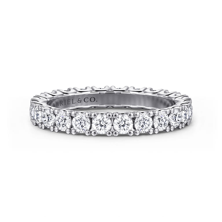 Eternity Band Wedding Ring in 14k White Gold with Round Natural Diamond at Gabriel & Co. - Shot 1