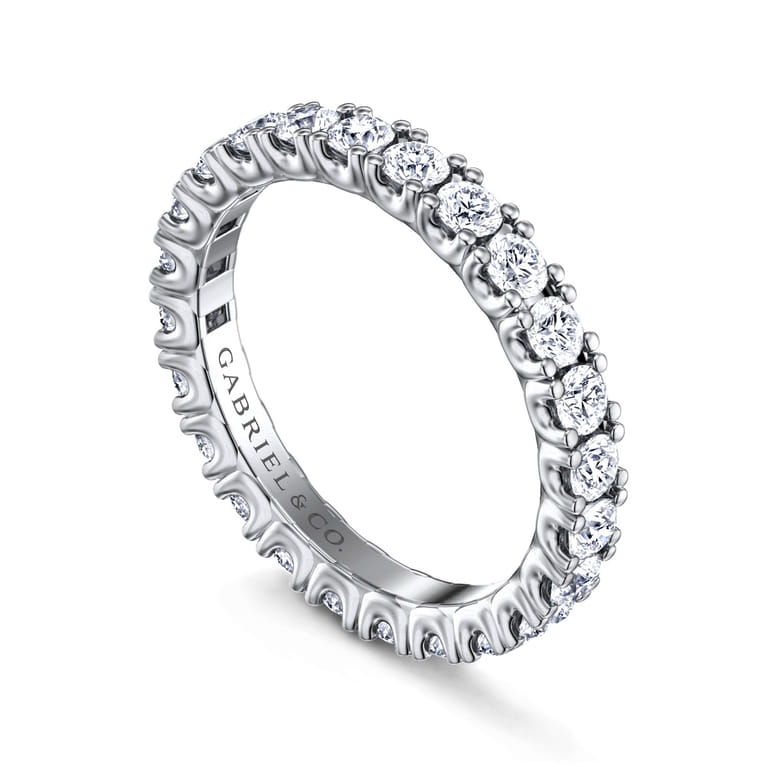 Eternity Band Wedding Ring in 14k White Gold with Round Natural Diamond at Gabriel & Co. - Shot 3