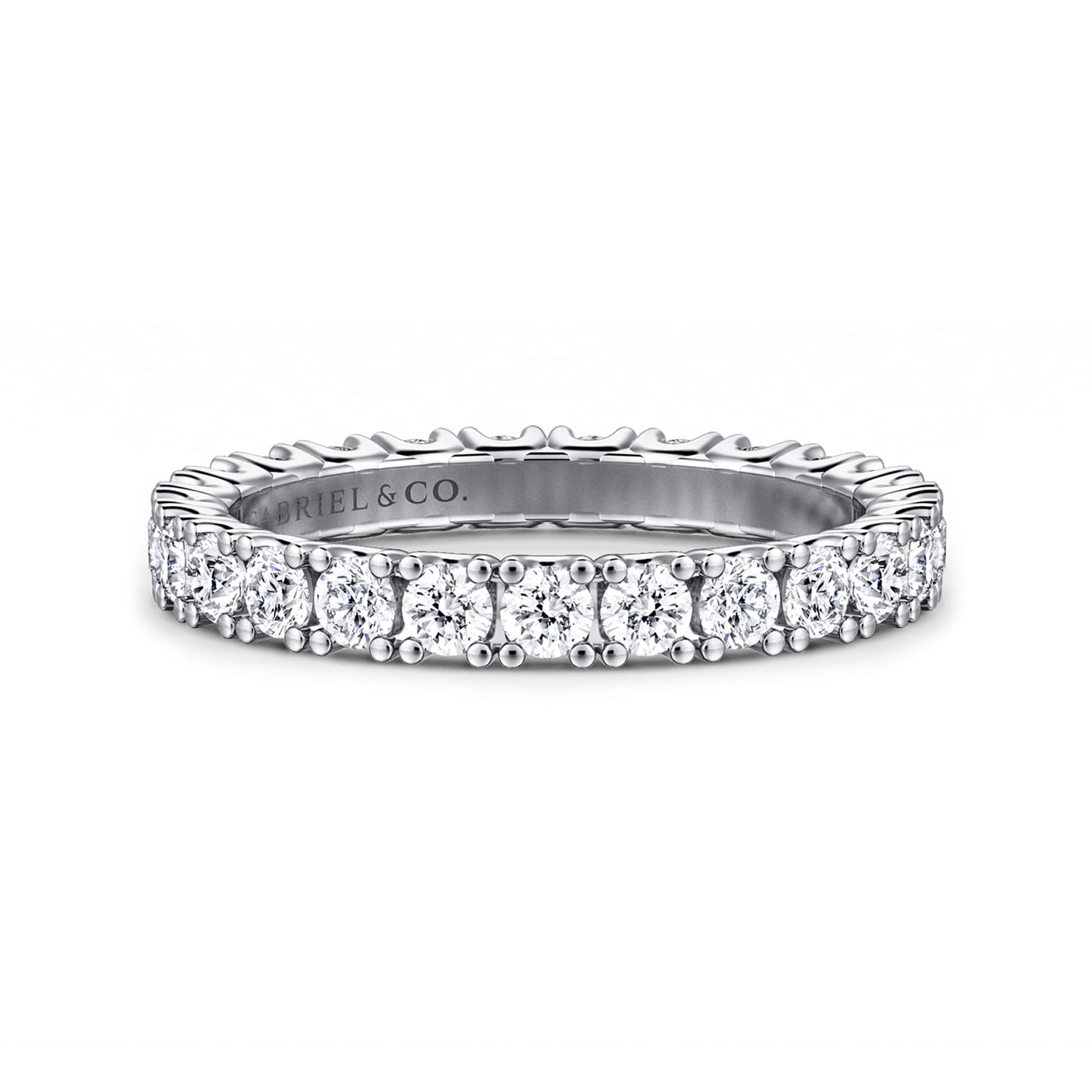 Eternity Band Wedding Ring in 14k White Gold with Round Natural Diamond at Gabriel & Co. - Shot 1