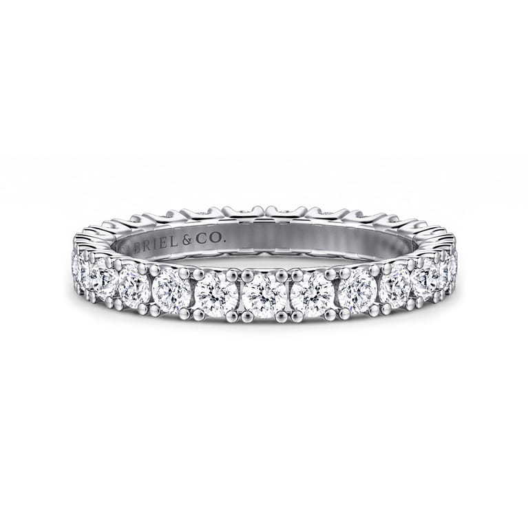 Eternity Band Wedding Ring in 14k White Gold with Round Natural Diamond at Gabriel & Co. - Shot 1