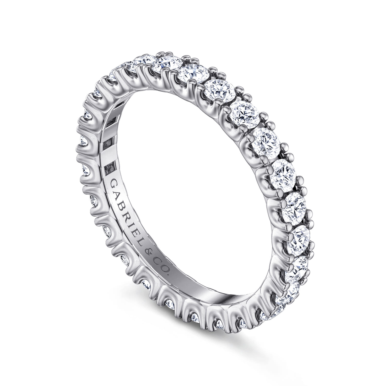 Eternity Band Wedding Ring in 14k White Gold with Round Natural Diamond at Gabriel & Co. - Shot 3