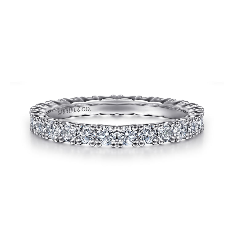 Eternity Band Wedding Ring in 14k White Gold with Round Natural Diamond at Gabriel & Co. - Shot 1