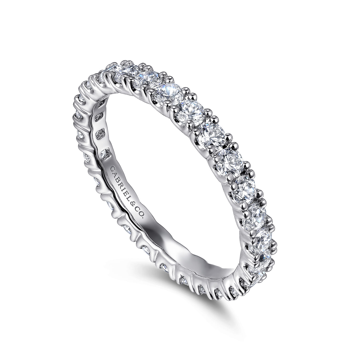 Eternity Band Wedding Ring in 14k White Gold with Round Natural Diamond at Gabriel & Co. - Shot 3