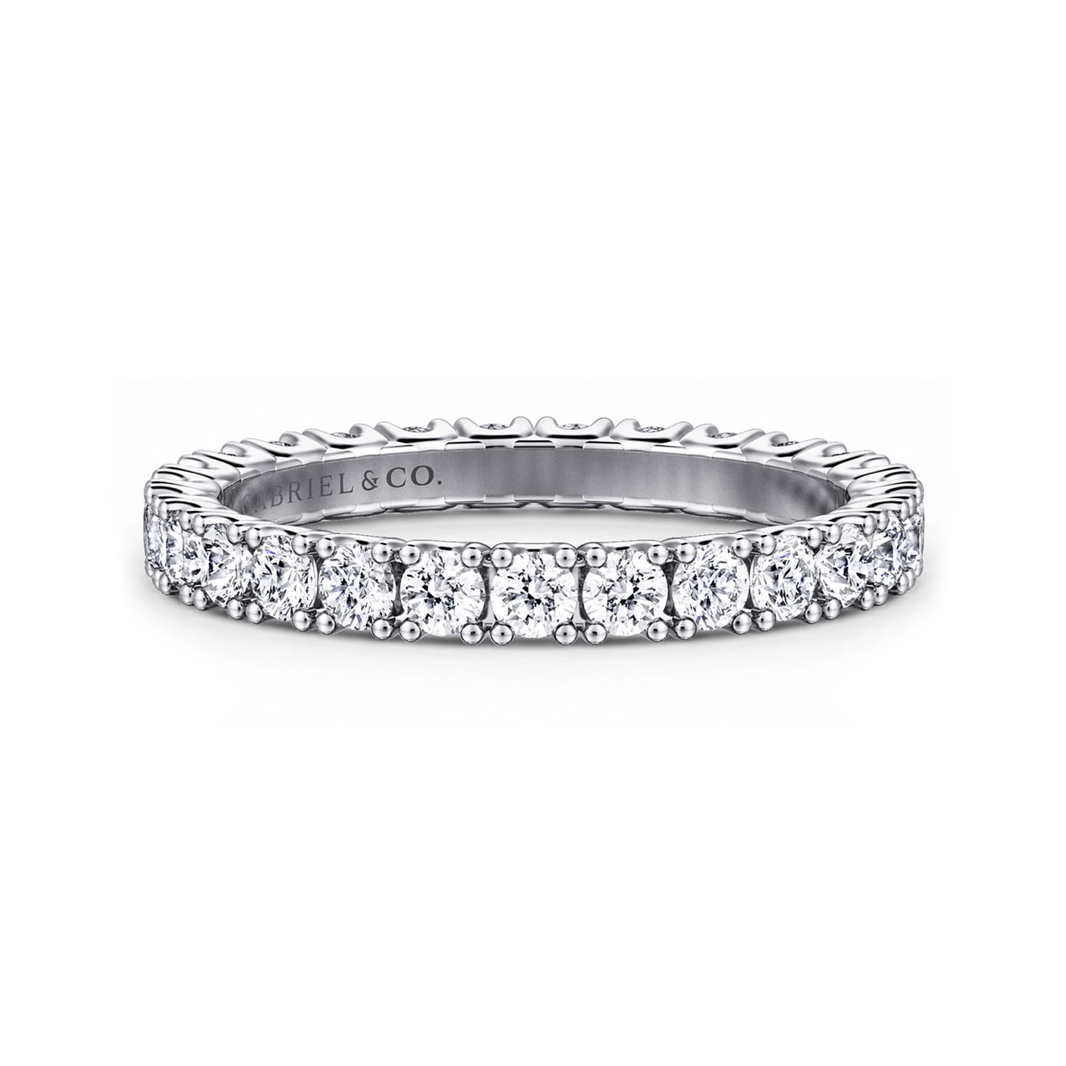 Eternity Band Wedding Ring in 14k White Gold with Round Natural Diamond at Gabriel & Co. - Shot 1