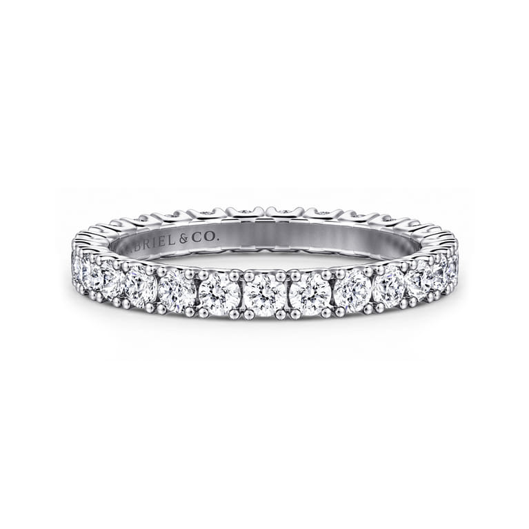 Eternity Band Wedding Ring in 14k White Gold with Round Natural Diamond at Gabriel & Co. - Shot 1