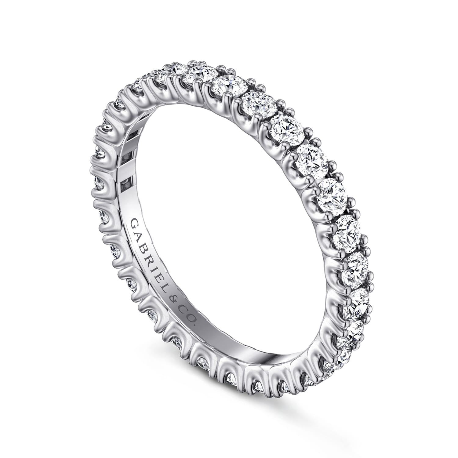 Eternity Band Wedding Ring in 14k White Gold with Round Natural Diamond at Gabriel & Co. - Shot 3