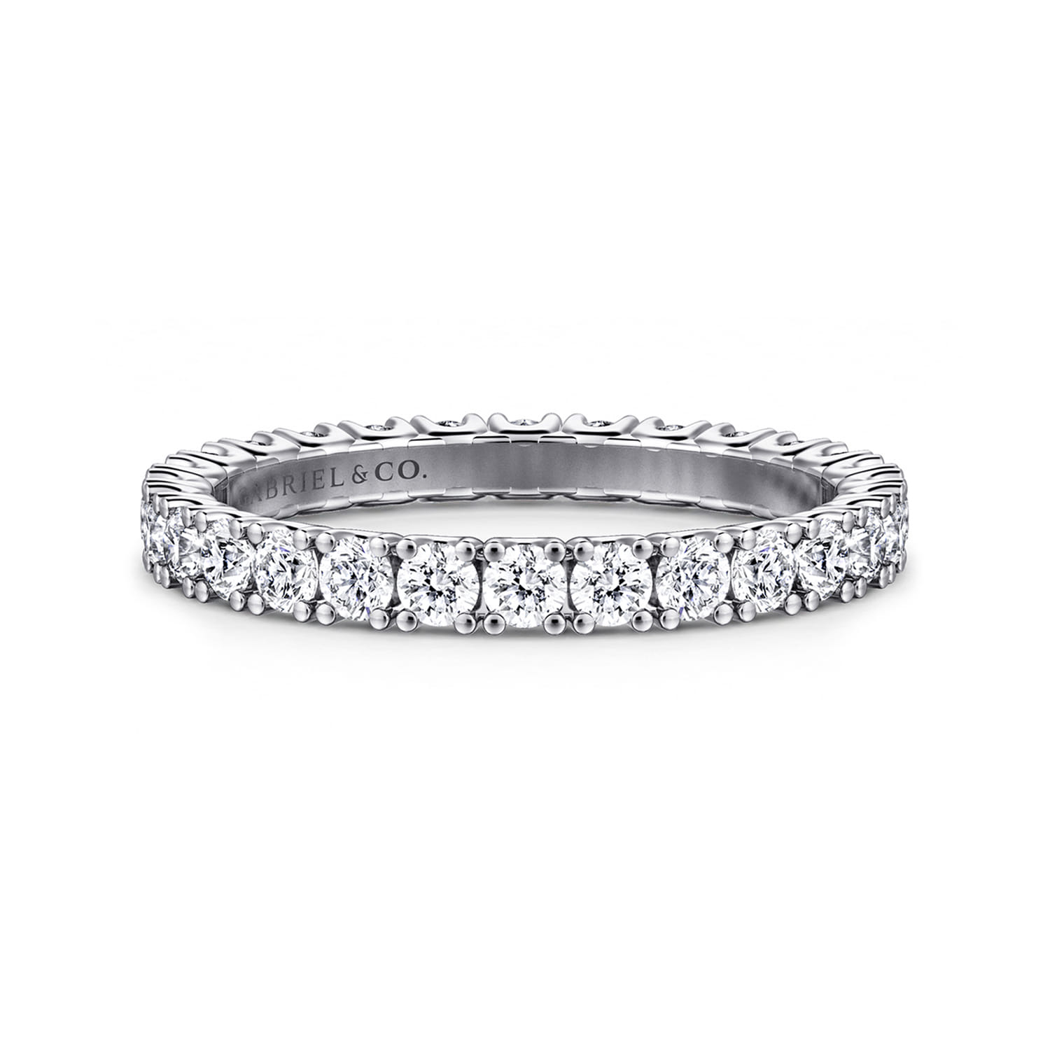 Eternity Band Wedding Ring in 14k White Gold with Round Natural Diamond at Gabriel & Co. - Shot 1