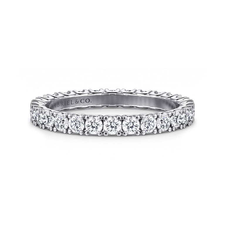 Eternity Band Wedding Ring in 14k White Gold with Round Natural Diamond at Gabriel & Co. - Shot 1