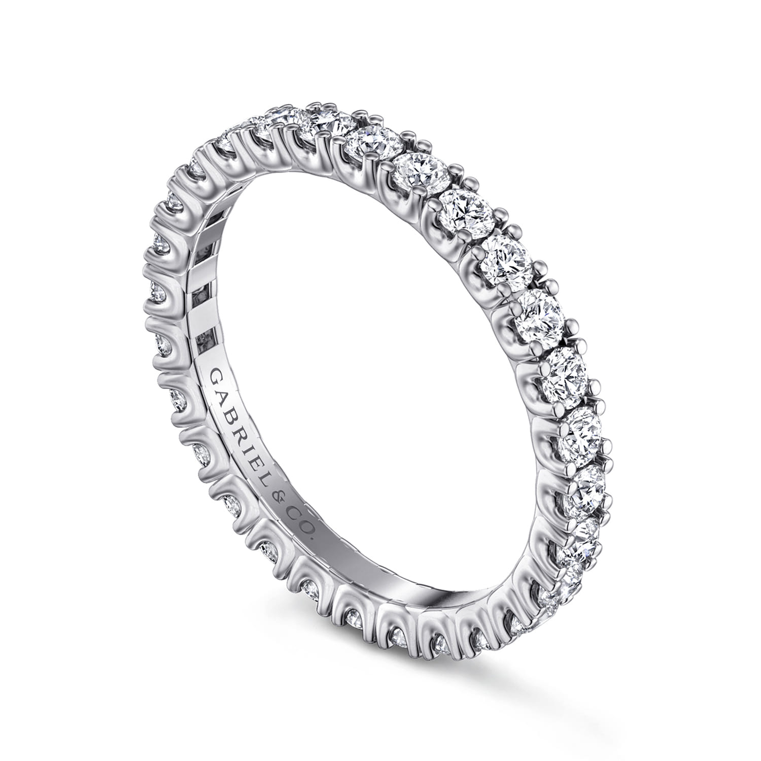 Eternity Band Wedding Ring in 14k White Gold with Round Natural Diamond at Gabriel & Co. - Shot 3